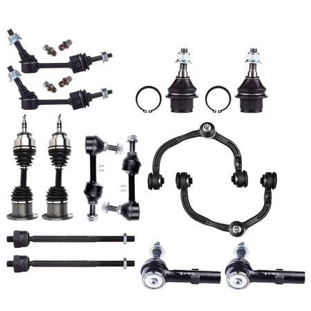 cciyu Upper Lower Control Arm & Ball Joint Inner Outer Tie Rods Sway Bars CV Axle Compatible fit 2003-2004 for Ford Expedition 2003-2004 for Lincoln Navigator 14pcs Suspension Kit