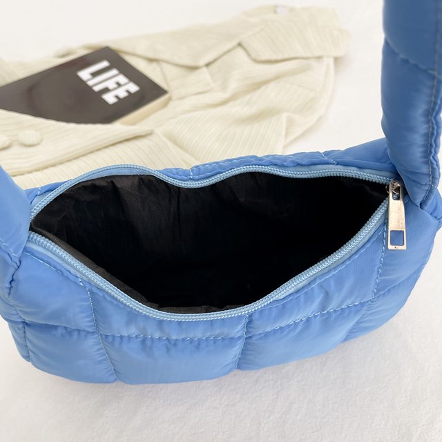Bolsa de Hombro Likrtyny Acolchada Suave Informal a Cuadros Azul Invierno