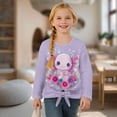 thumbnail image 4 of Xixirimido Axolotl Floral Purple Pattern Girls Casual Long Sleeve Shirts Knot Tie-hem Tunic Tops Crewneck Tees Blouses Girls Fashion Clothes, Size 7-8, 4 of 7