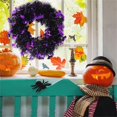 thumbnail image 3 of TRKIYQC, 26CM, guirnalda de puerta delantera de Halloween, calabazas colgantes artificiales/calaveras/murciélagos, adorno de guirnalda para decoración de pared TRKIYQC artístico, 3 of 9