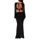 thumbnail image 4 of VISgogo - Conjunto de 2 piezas para discoteca para mujer, tops cortos de manga larga hueca + falda larga de punto blanca VISgogo  moda, 4 of 9