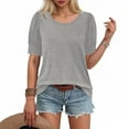 thumbnail image 2 of UTSJKR Women's Puff Short Sleeve Sweater 2026 Spring Summer Tops Trendy Business Causal Outfits Work Blouses Clothes Gray XL, 2 of 7