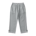 thumbnail image 3 of Pretxorve Kids Girls Casual Pants Solid Linen Mix Fabric Split Button Side Pockets 7 Length Bottoms, 3 of 5