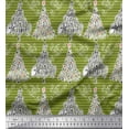 thumbnail image 1 of Soimoi Green Japan Crepe Satin Fabric Stripe,Bird & Tree Christmas Print Fabric by the Yard 42 Inch Wide, 1 of 3