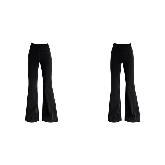 TIREOW Girl's Flare Leggings High Waisted Yoga Pants Bootcut Dance Casual Pants Activewear Kids Solid Color Autumn and Winter Bell Bottoms(15-16 Years,Black)