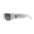 thumbnail image 6 of Mens Flaming Skull 90s Narrow Rectangle Thick Temple Gangster Sunglasses White - Black, 6 of 8