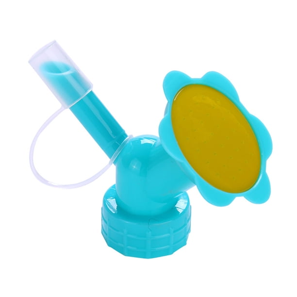 Regadera doméstica de boca larga con doble cabezal, boquilla para riego de macetas, herramientas de jardinería (azul)