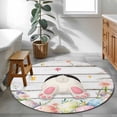 thumbnail image 3 of Easter Round Area Rug 4Ft Washable Circle Rugs for Bedroom Dining Room, Spring Bunny Feet Eggs Floral Herb Wooden Plank Non-Slip Carpet Floor Mats Indoor Outdoor Carpet Runner Aesthetic Home Decor, 3 of 8