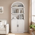 thumbnail image 5 of WhizMax Arched Bookshelf, 71.65in Tall Bookcase with Shelves and Doors for Home Office, Living Room White, 5 of 6