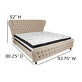 thumbnail image 4 of Flash Furniture Cartelana Tufted Upholstered King Size Platform Bed in Beige Fabric and Gold Accent Nail Trim with Pocket Spring Mattress, 4 of 4