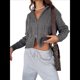 thumbnail image 3 of Cárdigan de Punto con Cuello Alto y Larga para Mujer, Moderno y Elegante, con Cremallera Frontal, Abrigo Extragrande para Otoño Gris XL, 3 of 7