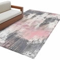 3x5 Area Rugs, Pink Grey Abstract Non-Skid Rubber Backing Large ...