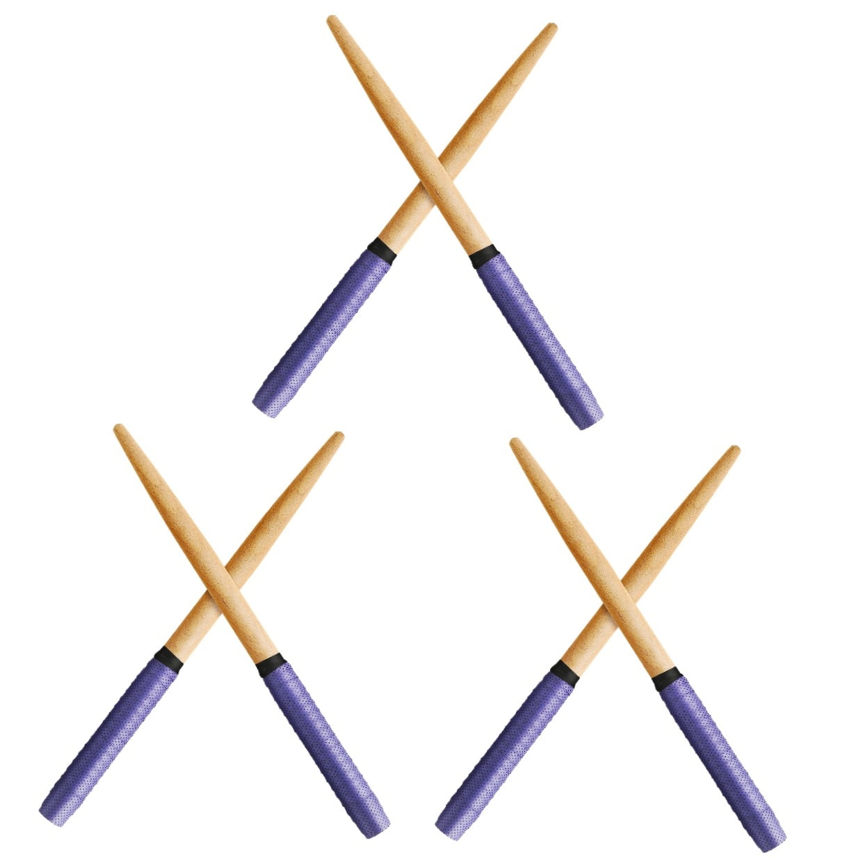 Houderco Drumsticks Purple For Beginner Drummers School Practice 3 Pairs 15.05In