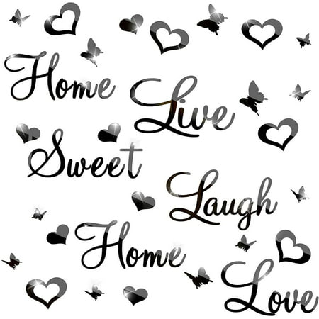 3d Acrylic Mirror Wall Decals Home, Live Laugh Love Mirror Wall Words