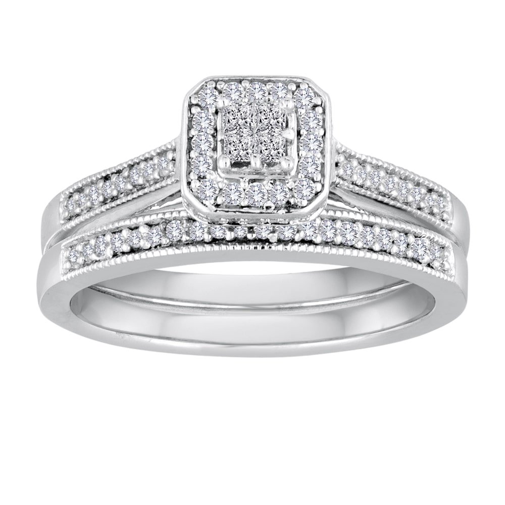 ALLURE GEMS LLC Platinaire 2/5ct TDW Diamond Bridal Ring Set (IJ, I2