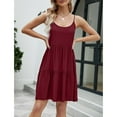 thumbnail image 2 of Defitshape Women's Summer Dresses Party Sundress Sleeveless Cami Strappy Cute Knee Length Tie Back Beach Sexy Fall Dinner Holiday Casual Spring Dress Burgundy Large, 2 of 4