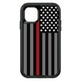 thumbnail image 1 of DistinctInk Custom SKIN / DECAL compatible with OtterBox Defender for iPhone 11 (6.1" Screen) - Thin Red Line US Flag Fire Rescue - Show Your Support for First Responders, 1 of 5