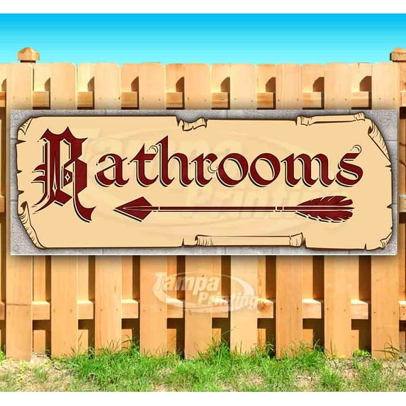 Bathrooms Arrow 13 oz Vinyl Banner With Metal Grommets