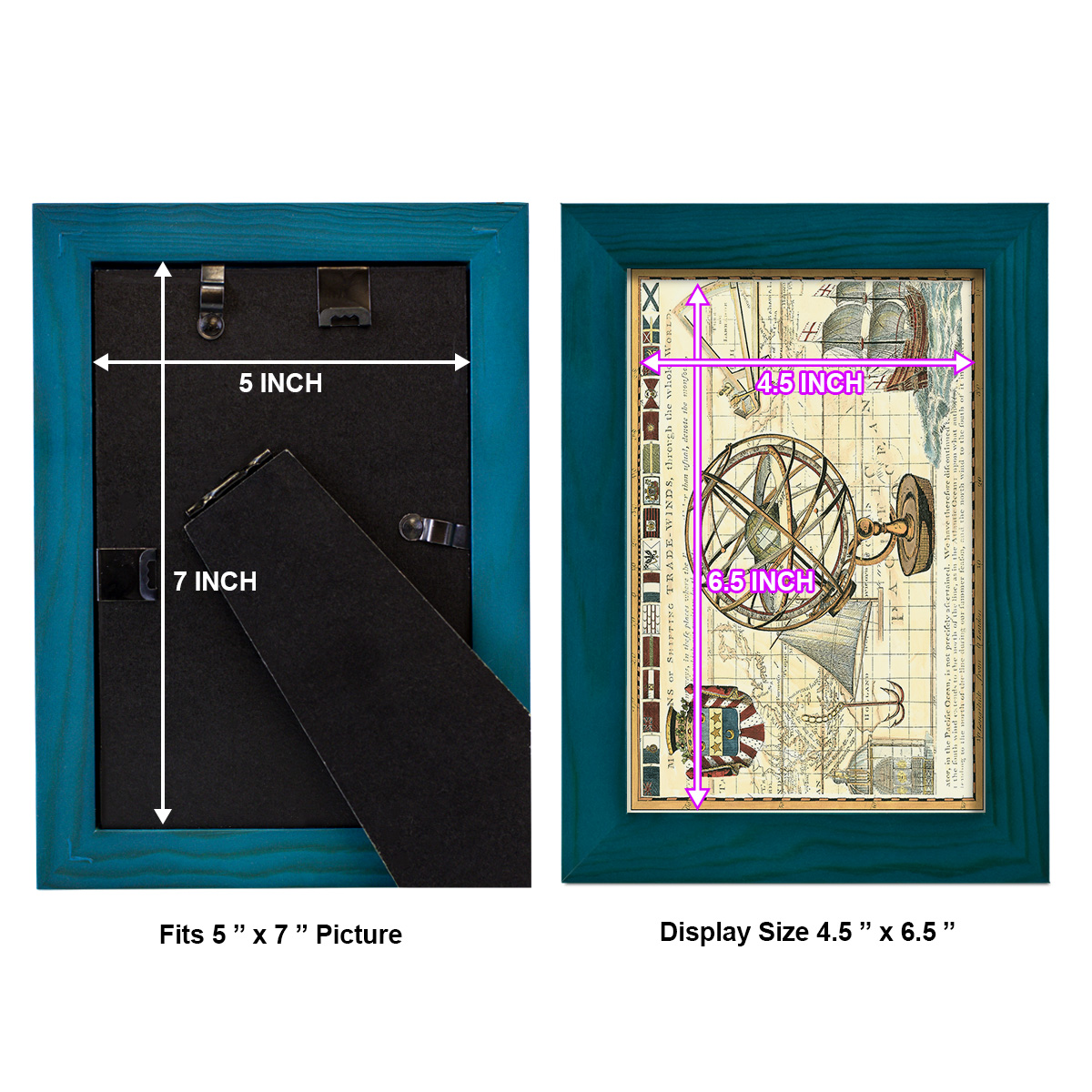 Nautical Map I -Framed Print w/glass-Ocean Blue