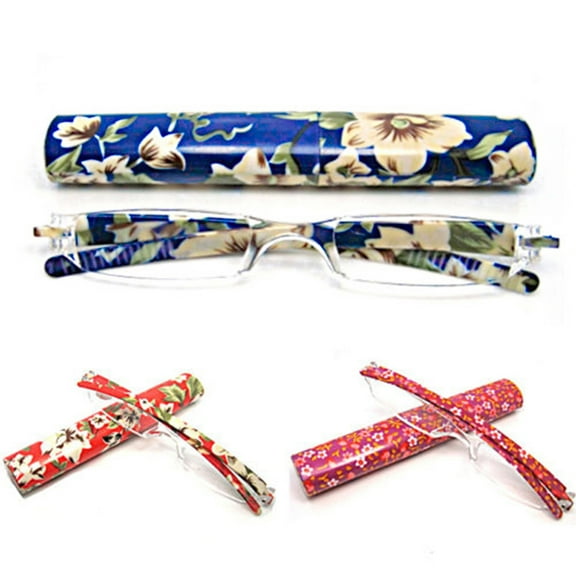 NIBOLOG Men Women Fashion Mini Floral Reading Glasses Plastic Frames 1.00 to 3.00 Strength
