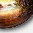 thumbnail image 3 of Designart 'Sunrise Glow Through The Spring Trees' Lake House Circle Metal Wall Art 29x29 - Disc of 29, 3 of 5