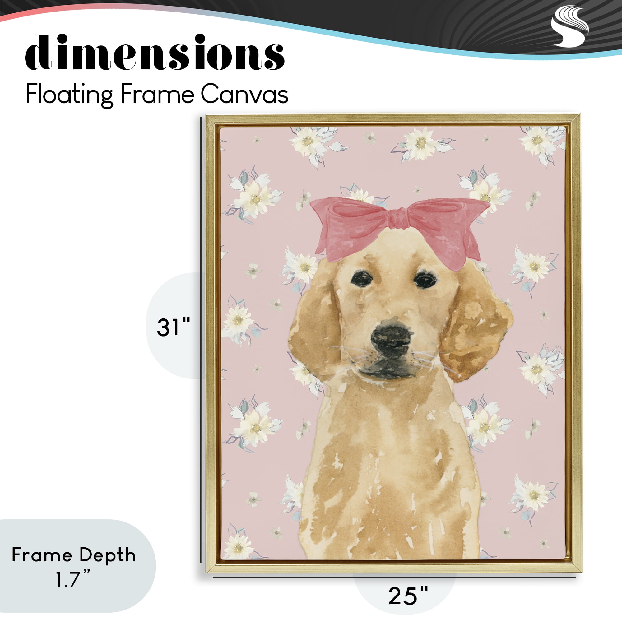Stupell Industries Picture Ready Retriever Gold Framed Floater Canvas Wall Art, design by Lucille Price