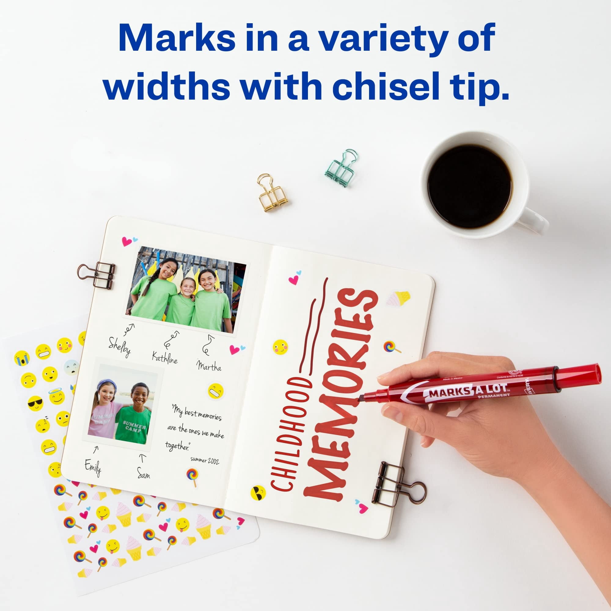 Avery® Marks-A-Lot® Permanent Markers, Chisel Tip, Red, Pack Of 12