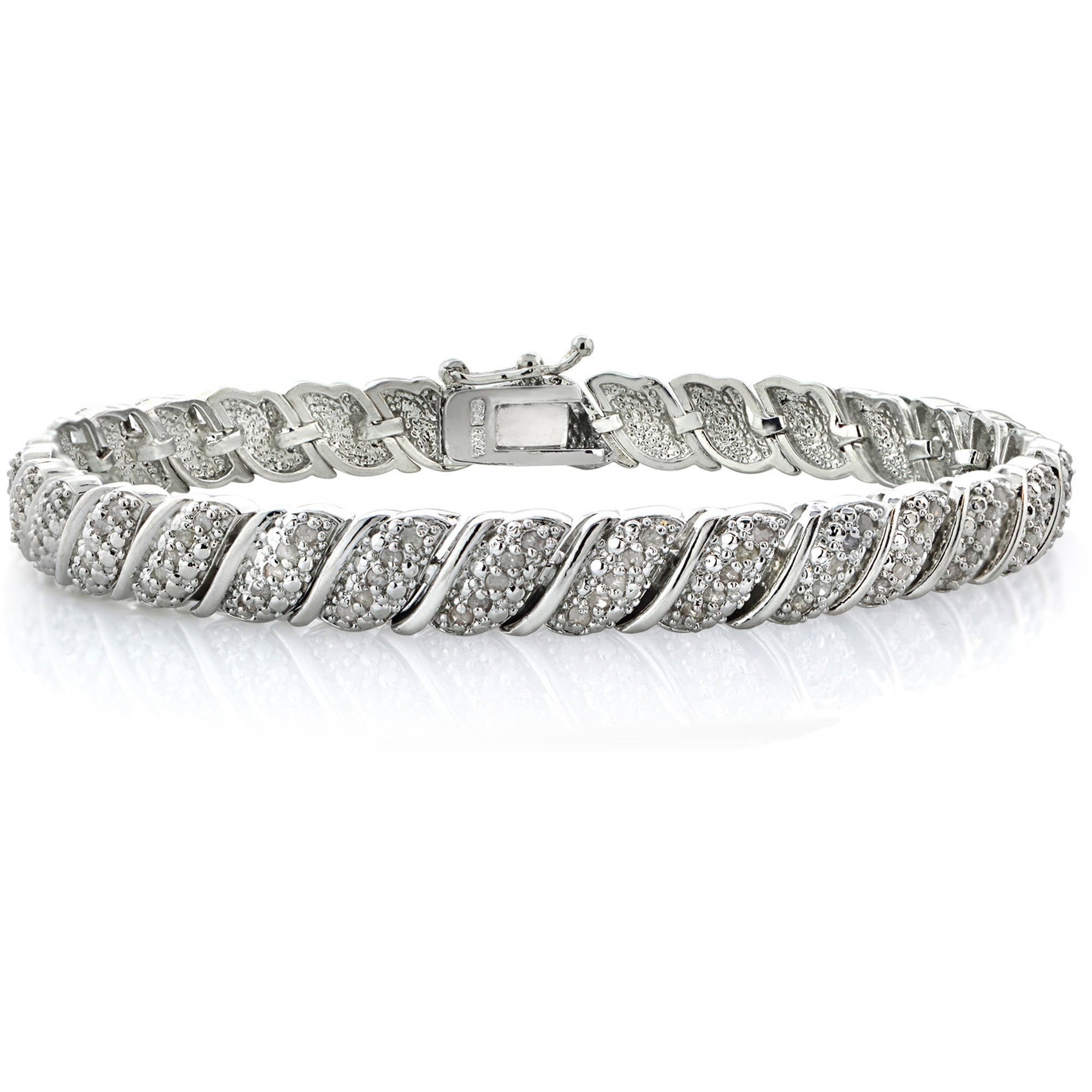1 Carat T.W. Diamond SilverTone Fancy Tennis Bracelet
