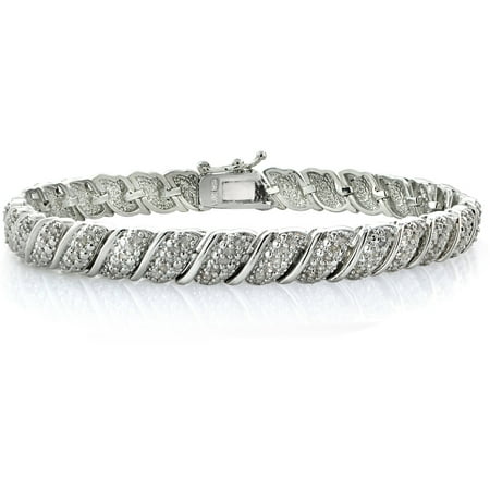 1 Carat T.W. Diamond Silver-Tone Fancy Tennis Bracelet
