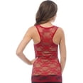 thumbnail image 2 of Sheer Nylon Lace Racerback Tank Top (Small, Dark-Red), 2 of 2