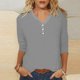thumbnail image 2 of Blusa de manga 3/4 y cuello en V para mujer: estampado floral, poliéster, corte ajustado, prenda elegante informal para la oficina o una fiesta, combina con vaqueros o faldas., 2 of 5