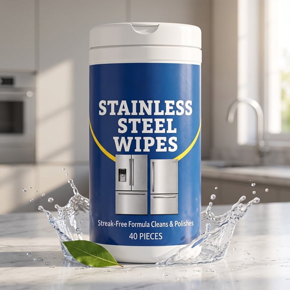 Stainless Steel Cleaning & Polishing Wipes,Streak Free Pre-Moistened Wipes for Refrigerator,Oven,Dishwasher,Sink,40 Count