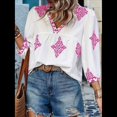 thumbnail image 4 of Blusas Casuales de con Cuello en V y Estampado Floral para Mujer, Blusas Bohemias de Verano con Mangas 3/4. Rosa M, 4 of 9