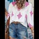 thumbnail image 4 of Blusas Casuales de con Cuello en V y Estampado Floral para Mujer, Blusas Bohemias de Verano con Mangas 3/4. Rosa M, 4 of 9