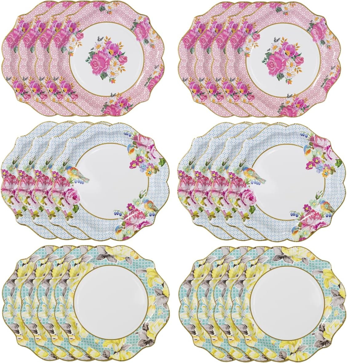Talking Tables | 144 x | 8.5" Pretty Vintage Floral Disposable Bulk Paper Plates Afternoon Tea Mothers Day Table Party Decorations for Birthday Baby Shower, Wedding and Anniversary, Pastel Pink