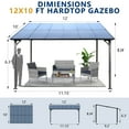 thumbnail image 5 of 10' x 12' Outdoor Pergola Gazebo – Sturdy Wall-Mounted Metal Awning with Roof.  Designed for Durability, This Spacious Heavy-Duty Gazebo is Ideal for Patios, Decks, and Backyards, 5 of 9