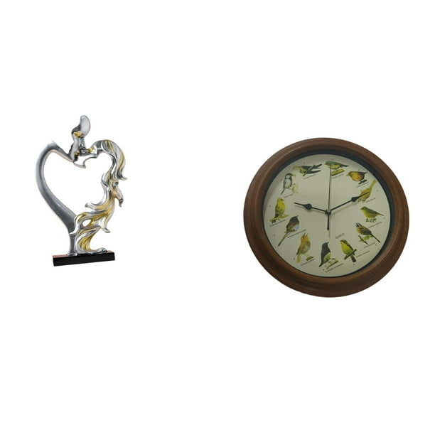 Figura De Pareja Besándose, Estatua Coleccionable, Adorno De Escritorio Para Dormitorio, Boda, Estantería, Armario, Decoración Del Hogar Con Reloj De Pared De Pájaro Cantor, Elegante Y