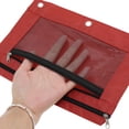 thumbnail image 3 of Unique Bargains Smooth Zipper Clear Mesh Double Layer Pencil Case for 3 Ring Binder Red, 3 of 7