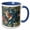 Blue/White, variant on 3drose, Ruby Throated Hummingbird Bird William Morris Style Botanical Floral, 11oz Two-tone Blue Mug