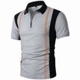 thumbnail image 4 of YOIAVAIOY Men's Short Sleeve Golf Shirts Quarter Zip Stripe Polos Lightweight Breathable Casual Lapel Tops Gray XXL, 4 of 5
