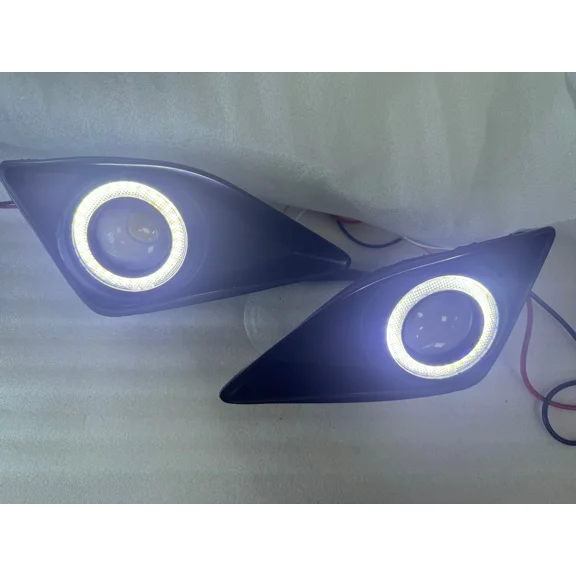 For Toyota Corolla 2009-2010 White DRL Driving Fog Lights COB Halo Angel Eye L&R