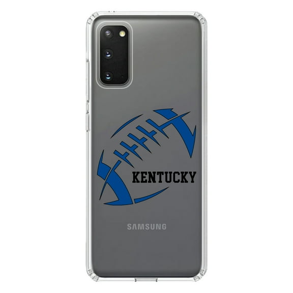 DistinctInk Clear Shockproof Hybrid Case for Galaxy S20 PLUS / 5G (6.7" Screen) - TPU Bumper, Acrylic Back, Tempered Glass Screen Protector - Kentucky Football - Blue, Black
