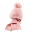 thumbnail image 1 of SXcggal One Enfants Tout-Petits Bébé Unisexe Imprimé Peluche Automne Hiver Boule de Cheveux Uni Foulard Cache-Couche Bonnet Tricoté Mignon Léger Chapeaux pour Enfants, 1 of 4