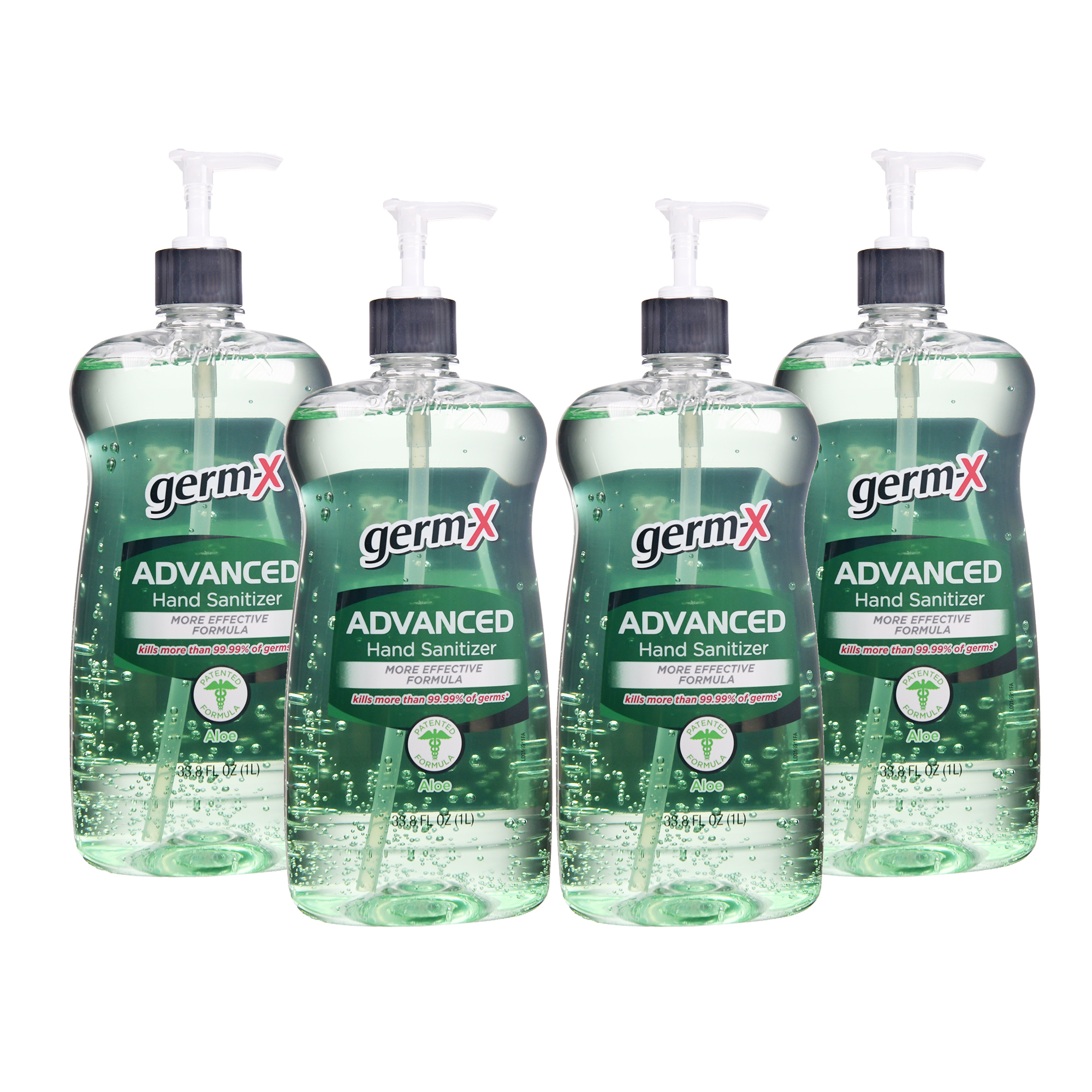 (Pack of 4) GermX Advanced Hand Sanitizer, Aloe, 1 L