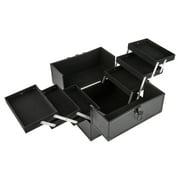 Walmart Large Train Case Cosmetics Organizer with 6 Trays for Travel with Makeup & Accessories, Matte Black, Size 8.6 x 11.8 x 9.4