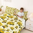 thumbnail image 3 of Castle Fairy School Bus Pattern Queen Sheet Sets 4 Pieces for Kids, Yellow Art Bed Set for Bedroom, Yellow Black, 3 of 6