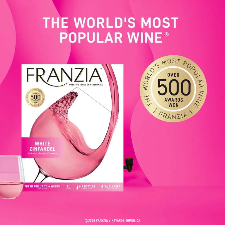 Franzia White Zinfandel, Pink Wine, 5L - Walmart.com