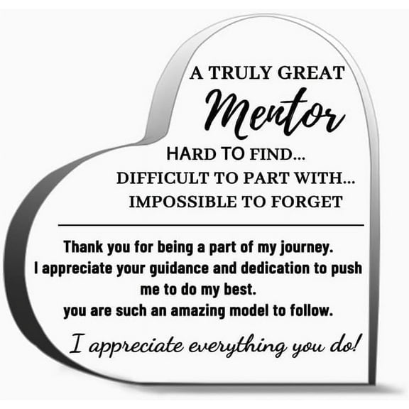 A Truly Great Mentor Hard To Find Sign Acrylic Heart Thank You Gifts For Women Men Appreciation Keepsake Unique Acrylic Heart Shaped Plaque Desk Decorations Present Gifts,4x4 inch