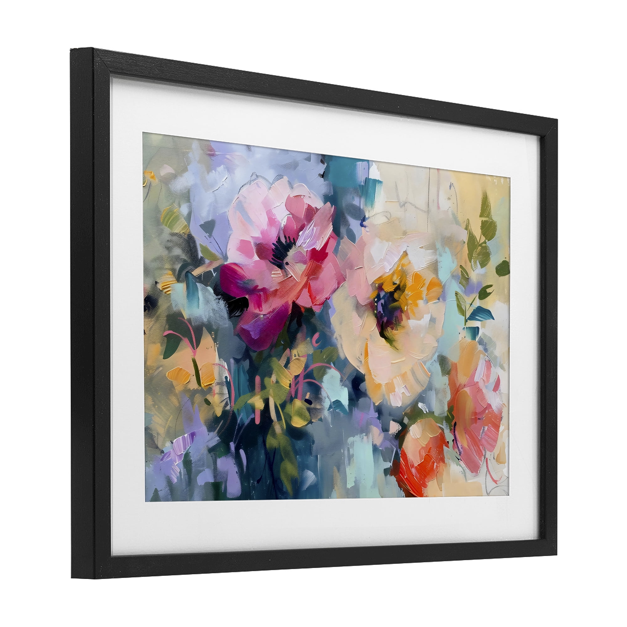 Stupell Industries Vibrant Florals Brushed Abstract Black Framed Print Under Glass, design by Creative Studio