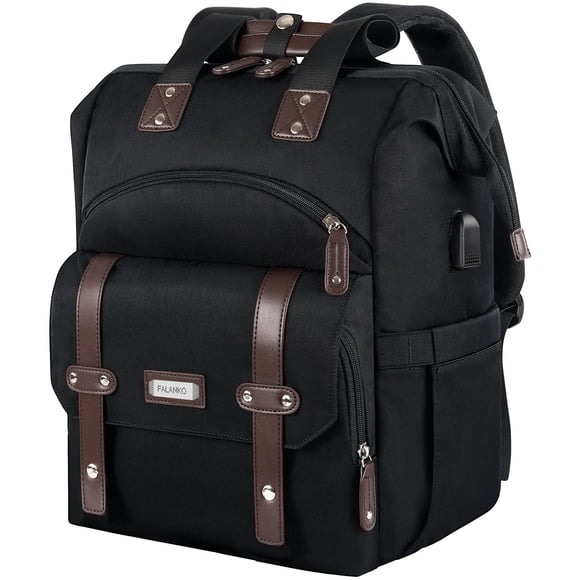 Laptop Backpack For Women, Work Doctor Teacher Nurse Wide Open Bookbags 17.3 Inch Laptops Backpack with USB Charging Port, Water Resistant RFID Compu